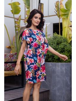 Attic Salt - Navy Blue Printed Mini Dress