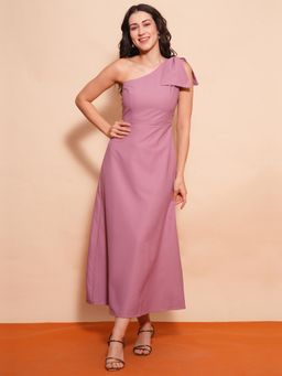 Globus - Pink One Shoulder Bow Detail A-Line Maxi Party Dress