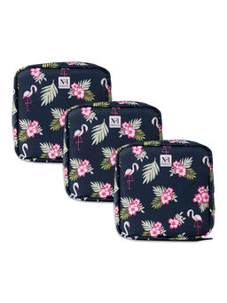 NFI Essentials - Navy Blue Pack of 3 Printed Women Portable Sanitary Napkin Pouch