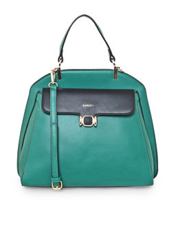 ESBEDA - Green & Black Color Structured Flap Compartment Handbag For Women (M)