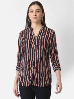 CRIMSOUNE CLUB - Women Multi-Coloured Stripe Shirt