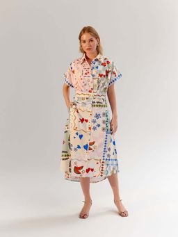 NOIB - Multi-Color Midi Dress with Belt - Boardgame (Set of 2)