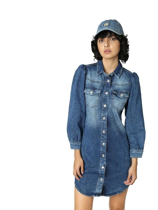 only blue denim dress Buy ONLY Blue Short Sleeve Belted Denim Midi Dress from Next USA