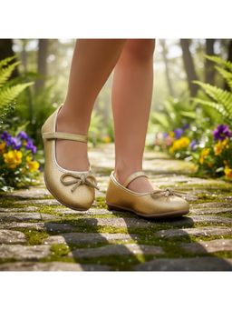 BOYZ N GALZ - Girls Gold Rhinestone Bow Ballerina