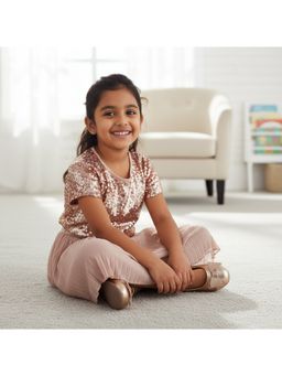 BOYZ N GALZ - Rose Gold Glitter Bow Ballerina