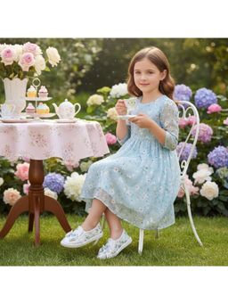 BOYZ N GALZ - Girls Blue Butterfly Slip-On Loafers