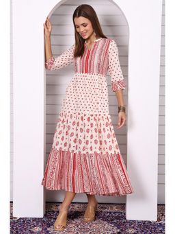 Aurelia - Women's White Cotton Lurex Tiered Dress