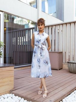 Aravalii - Sky Petal Dress with Belt