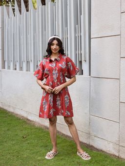 Aravalii - Crimson Leafy Dress