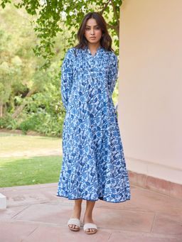 Aravalii - Blue Meadow Flared Dress