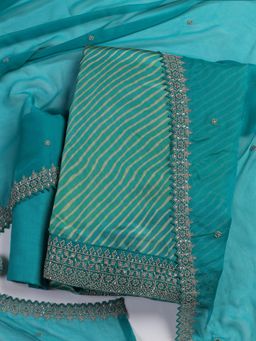 MEENA BAZAAR - Blue Unstitched Kurta with Unstitched Bottom and Dupatta