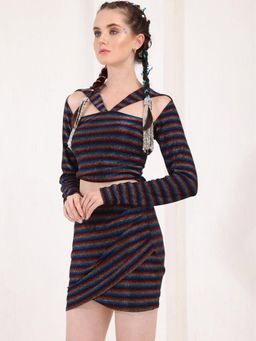 Oh Rare - Multi-Color Stripes Regular Top and Skirt