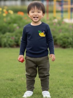 Oh Rare - Navy Blue Printed Regular T-Shirt and Pant