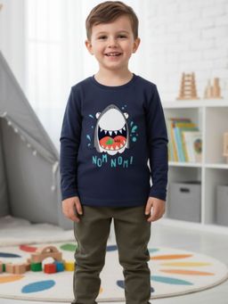 Oh Rare - Navy Blue Printed Regular T-Shirt and Pant