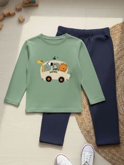 Oh Rare - Green Printed Regular T-Shirt and Pant