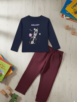 Oh Rare - Navy Blue Printed Regular T-Shirt and Pant