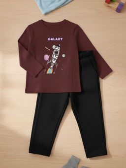 Oh Rare - Wine Printed Regular T-Shirt and Pant