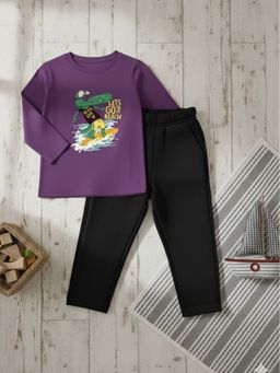 Oh Rare - Purple Printed Regular T-Shirt and Pant