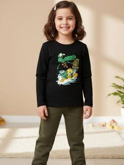 Oh Rare - Black Printed Regular T-Shirt and Pant