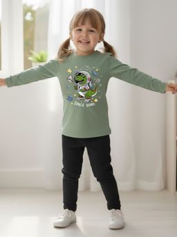 Oh Rare - Green Printed Regular T-Shirt and Pant