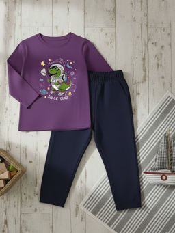 Oh Rare - Purple Printed Regular T-Shirt and Pant
