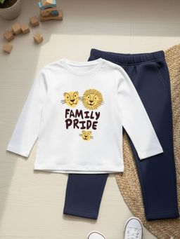 Oh Rare - White Printed Regular T-Shirt and Pant