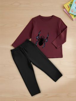 Oh Rare - Wine Printed Regular T-Shirt and Pant