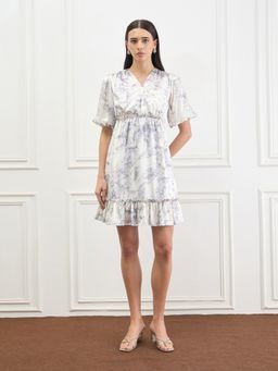 ELLE - Cream Printed Regular Dress