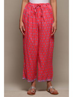 Biba - Womens Coral Printed Rayon Palazzos