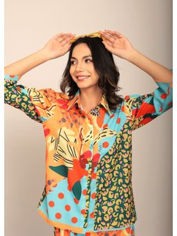 Kaori By Shreya - Multi-Color Relaxed Shirt With Collar