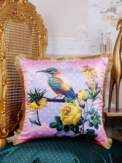 Buy THE WHITE INK DECOR Satin Cushion Cover Featuring Tropical