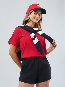 U.S. POLO ASSN. - Women Red Casual Regular Fit T-Shirt
