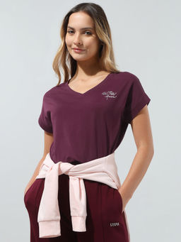 U.S. POLO ASSN. - Women Purple Casual Regular Fit T-Shirt