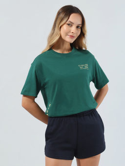 U.S. POLO ASSN. - Women Green Casual Boyfriend Fit T-Shirt