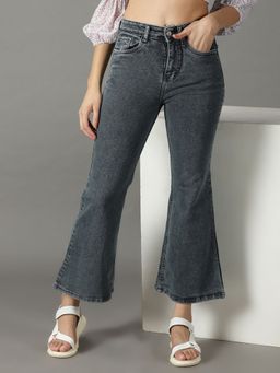SHOWOFF - Women's Stretchable Clean Look Grey Bootcut Jeans