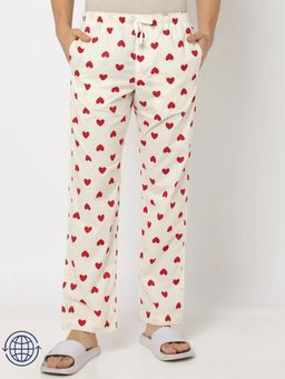 GAP - Off White Cotton Printed Casual Trackpant