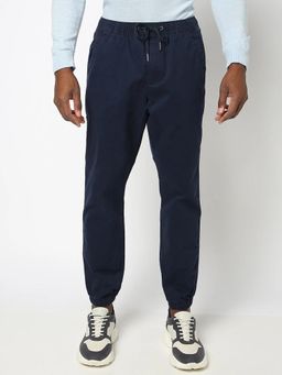 GAP - Navy Blue Cotton Solid Casual Joggers