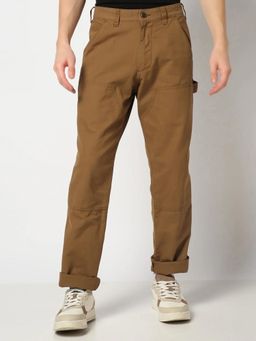 GAP - Brown Cotton Solid Casual Trouser