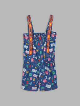 Blue Giraffe - Girls Navy Printed Jumpsuit