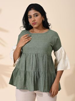 Maba India - Women Green Cotton Tunic