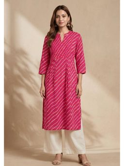 PANCHRANGA - Pink Gulnaar Leheriya Grace Pintuck Cotton Kurta