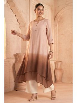 PANCHRANGA - Brown Cocoa Cascade Ombre Mulmul Layered Kurta