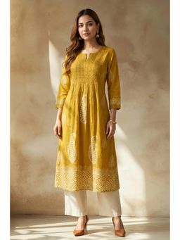 PANCHRANGA - Yellow Sunlit Bloom Embroidered Kurta