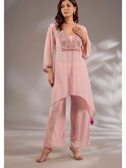 Studio A - Pink Crepe Base with Thread, Cutdana and Mirror Embroidery Kurta with Pant