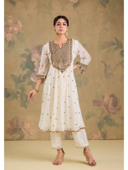 Studio A - Ivory Mul Chanderi Anarkali with Pant