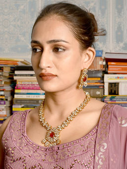 Odette - White & Red Neck Jewellery Set