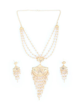 Odette - Gold Multi-Layered Long Neckpiece Jewellery Set