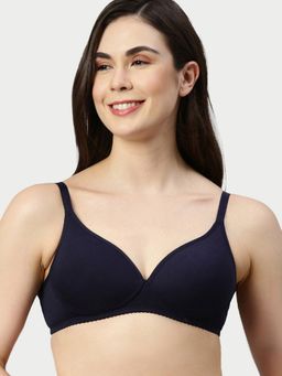 Enamor - A039 Perfect Coverage T-Shirt Bra - Supima Cotton, Padded & Wirefree - Evening Blue
