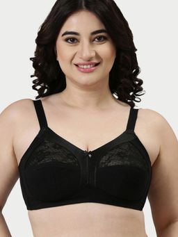 Enamor - Full Coverage Non-Padded Wirefree Adjustable Strap Bra - Black