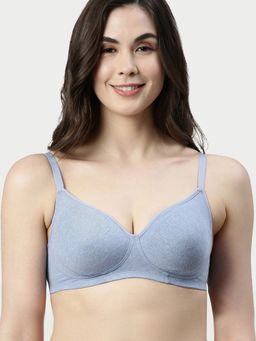 Enamor - A042 Full Support Cotton Non-Padded, Wirefree & Shaper Panel Bra - Blue